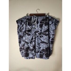 Arizona Big Tall Cargo Plaid Swim Trunks Men's Size 4XL Pockets Palm leaf